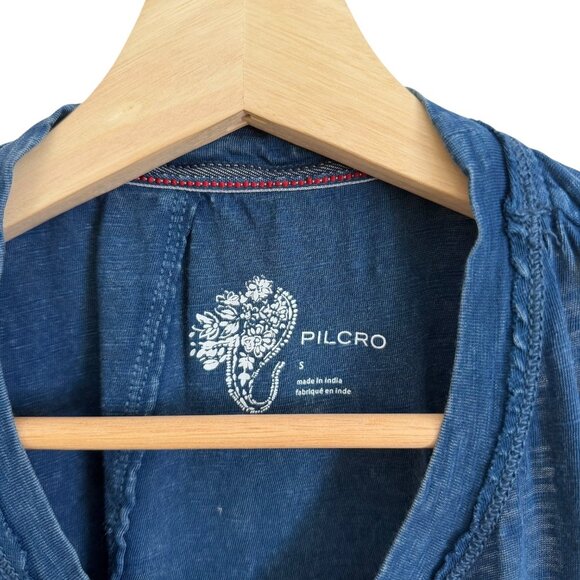 Pilcro Anthropologie Cotton Burnout Twist Back Tank Blue Small Boho Lagenlook - Picture 3 of 6